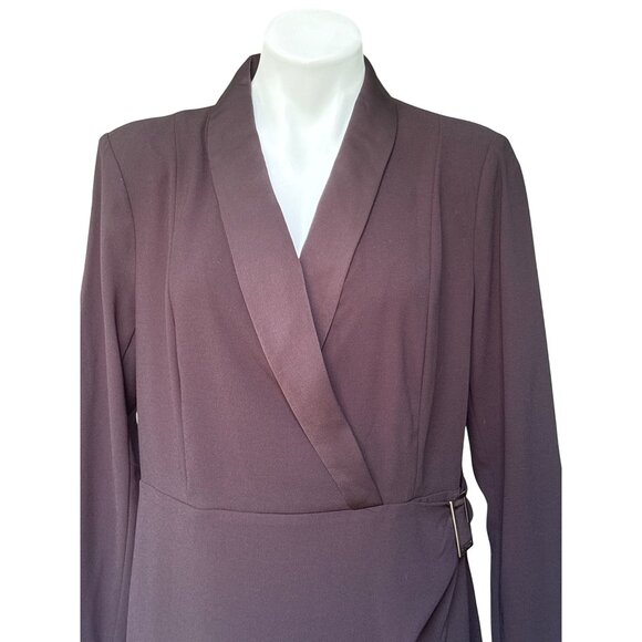 Tommy Hilfiger NWT $159 Black Shawl Collar Faux Wrap Dress, Women's SIze 12 - Picture 4 of 14